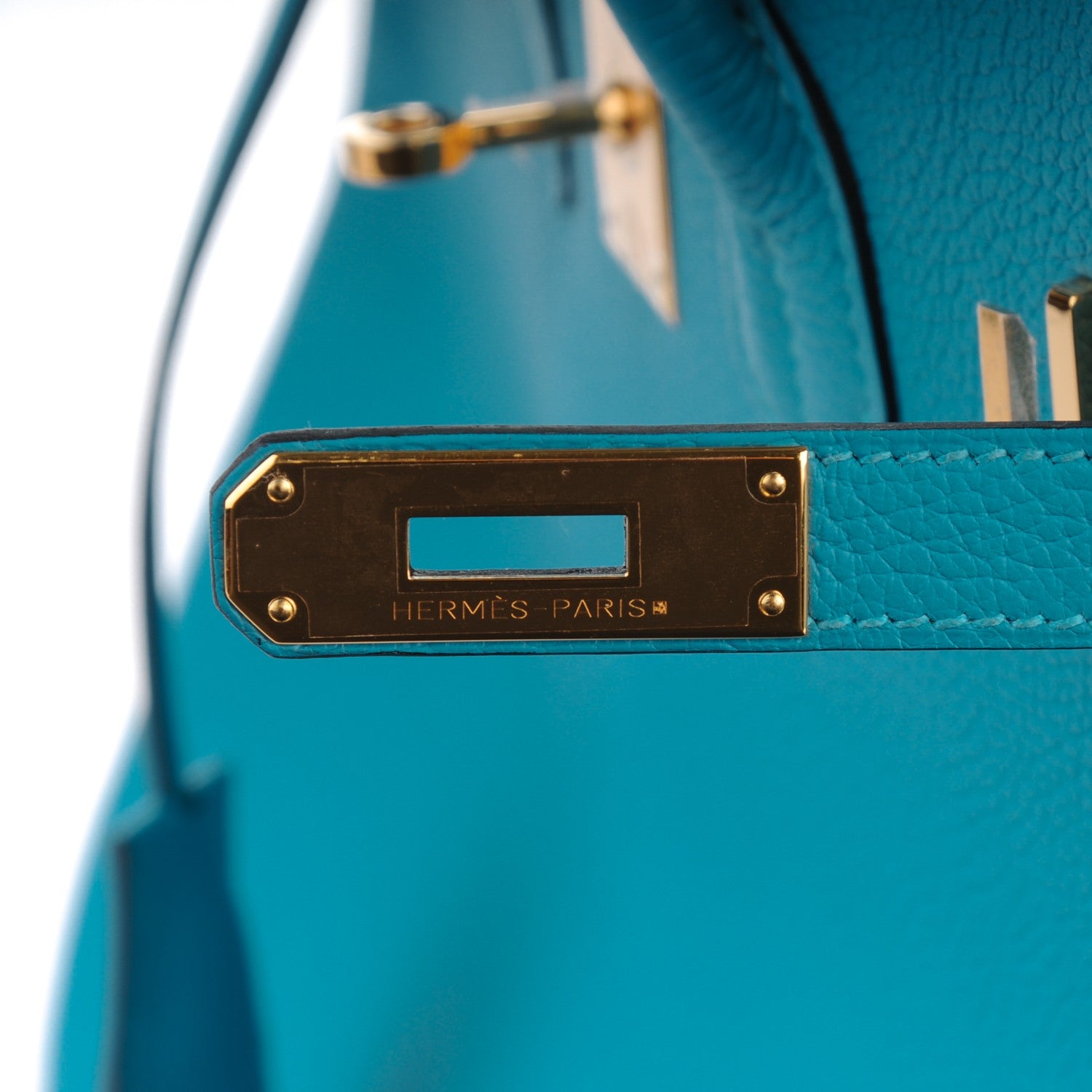 Hermes Taurillon Clemence Birkin 35 Turquoise 8 of 23