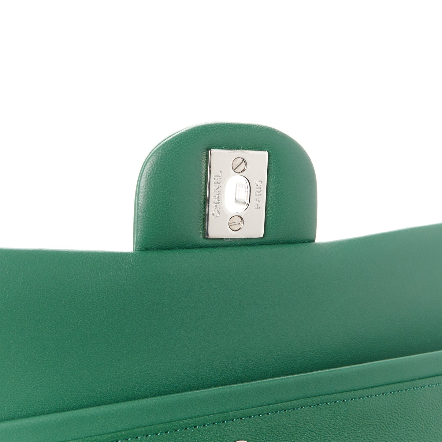 Lambskin Quilted Medium Double Flap Green