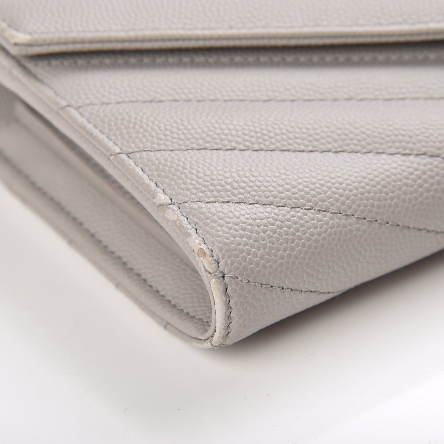 Grain De Poudre Matelasse Chevron Monogram Flap Wallet Light Grey
