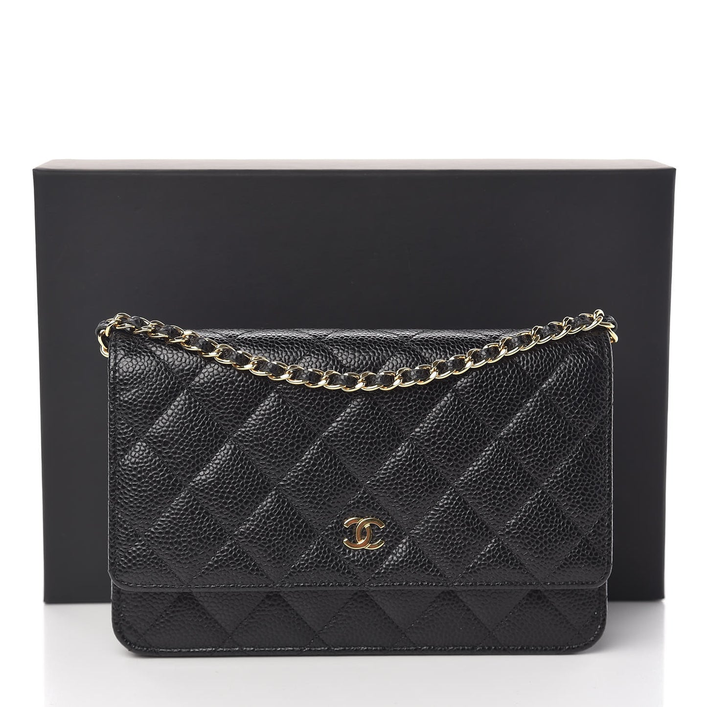 Caviar Quilted Wallet On Chain WOC Black