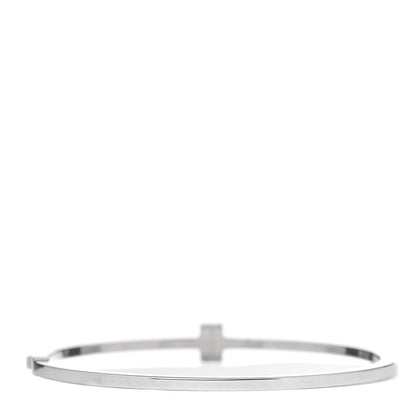 Tiffany 18K White Gold Diamond T Two Hinged Bangle Bracelet 3 of 6