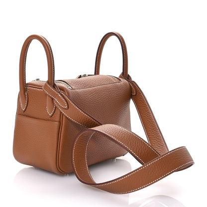 Hermes Taurillon Clemence Mini Lindy 20 Gold 3 of 10
