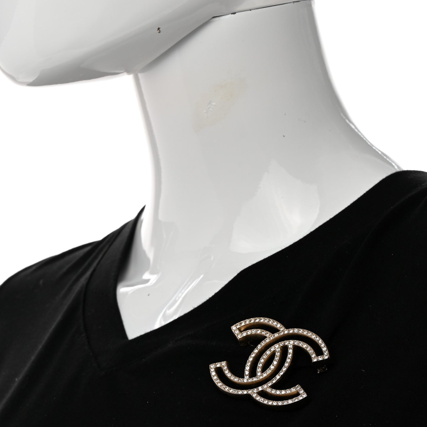 Crystal CC Brooch Light Gold