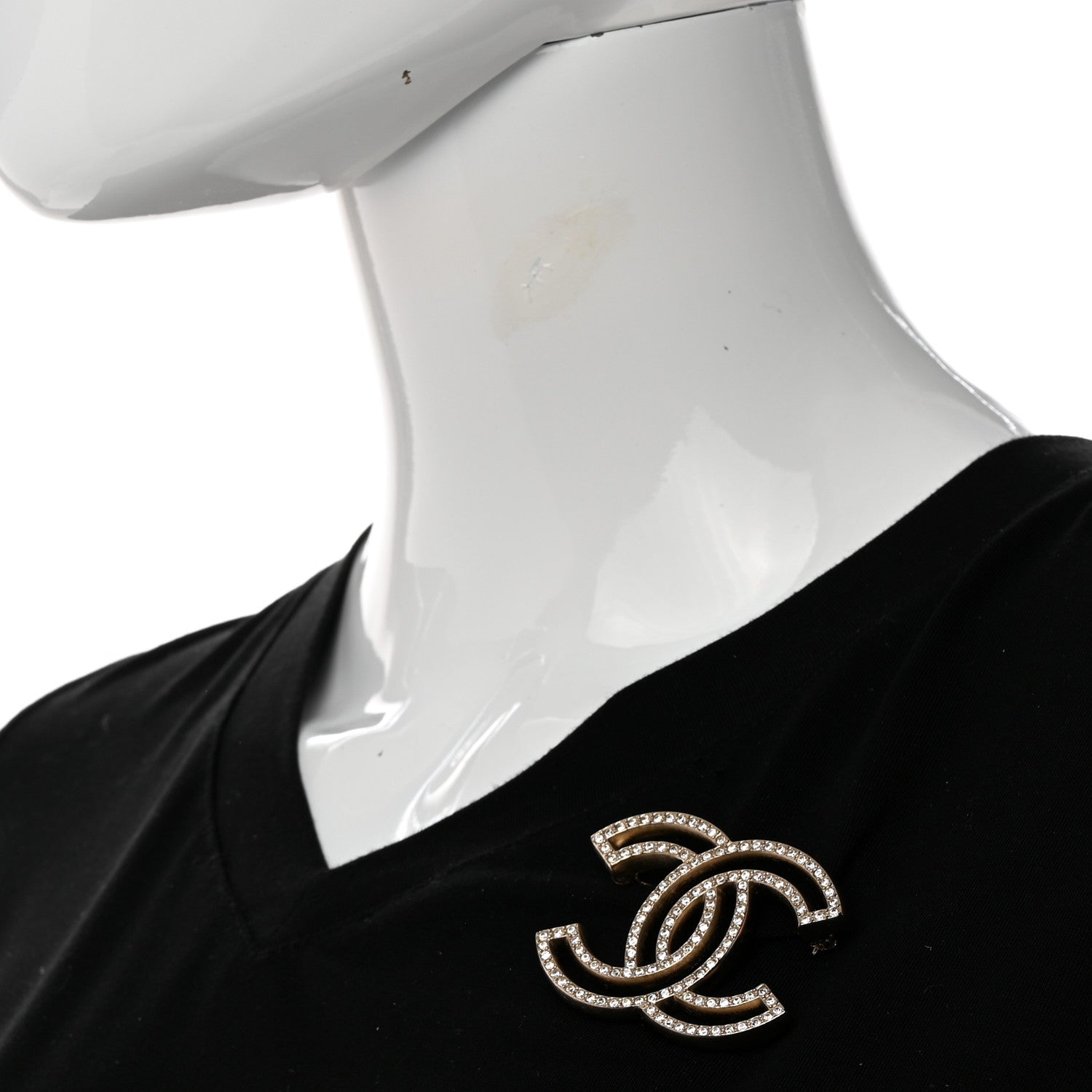 Chanel Crystal CC Brooch Light Gold 2 of 4