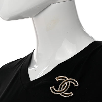 Chanel Crystal CC Brooch Light Gold 2 of 4