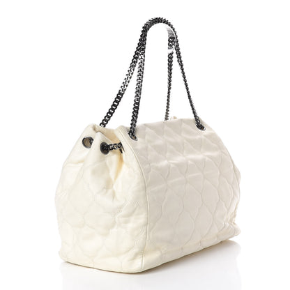 Chanel Lambskin Cells Accordion Tote Dark White 3 of 13