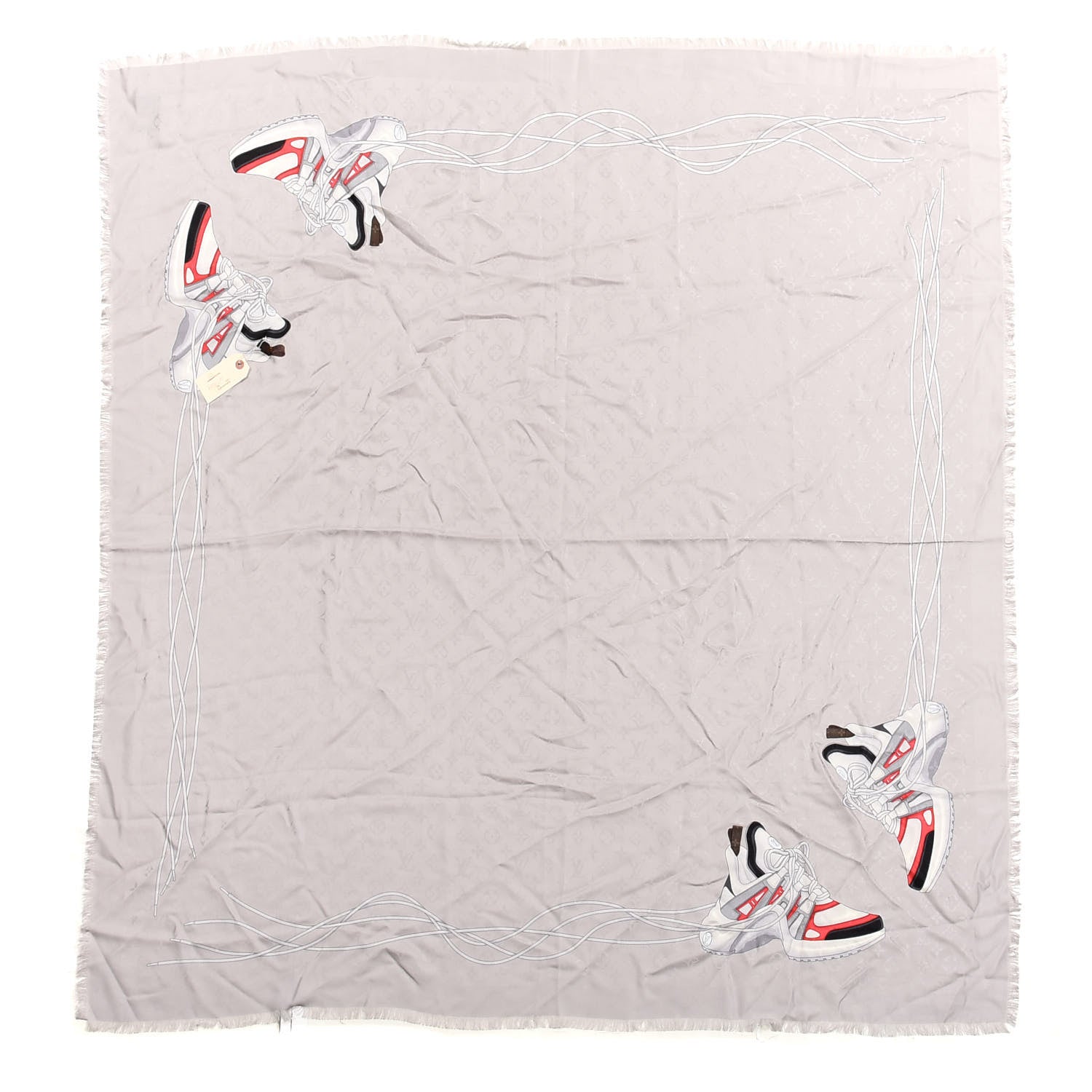 Louis Vuitton Silk Wool Monogram Archlight Trompe L'oeil Shawl Grey 1 of 4