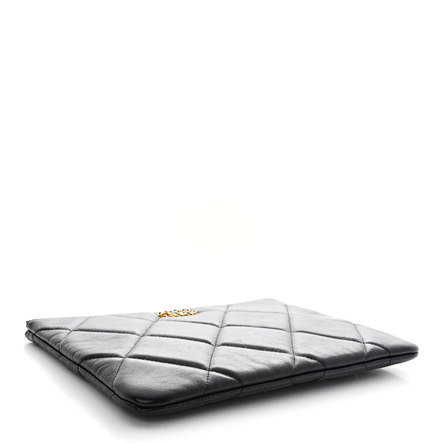 Goatskin Quilted Large Chanel 19 Cosmetic Case Black