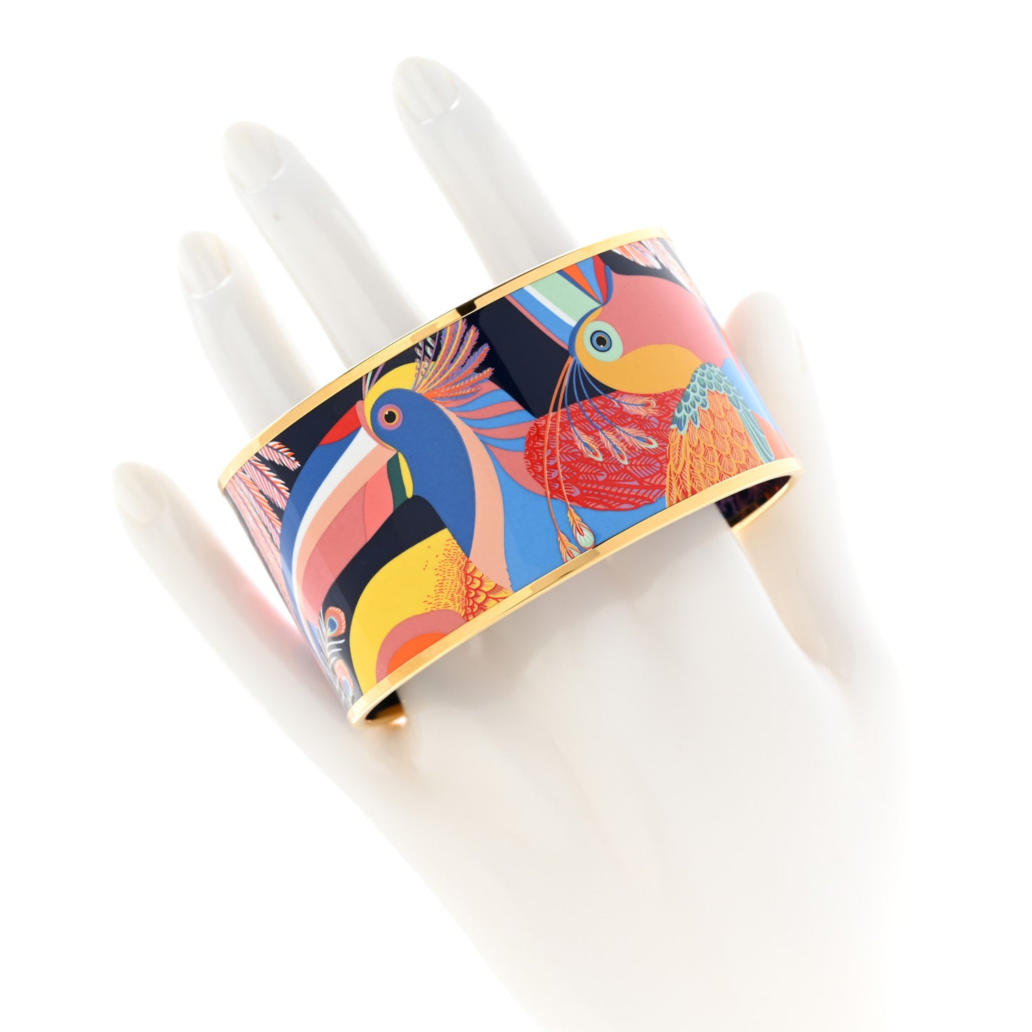 Enamel Toucans De Paradis Extra Wide Bracelet 70 Indigo