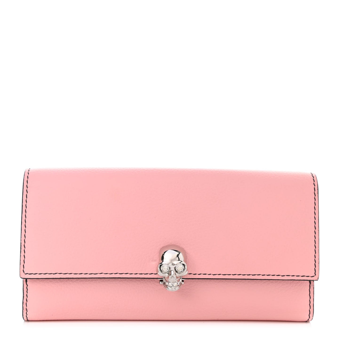 Calfskin Skull Continental Wallet Light Pink
