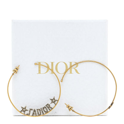 Christian Dior Metal Crystal J'Adior Hoop Earrings Aged Gold 5 of 5