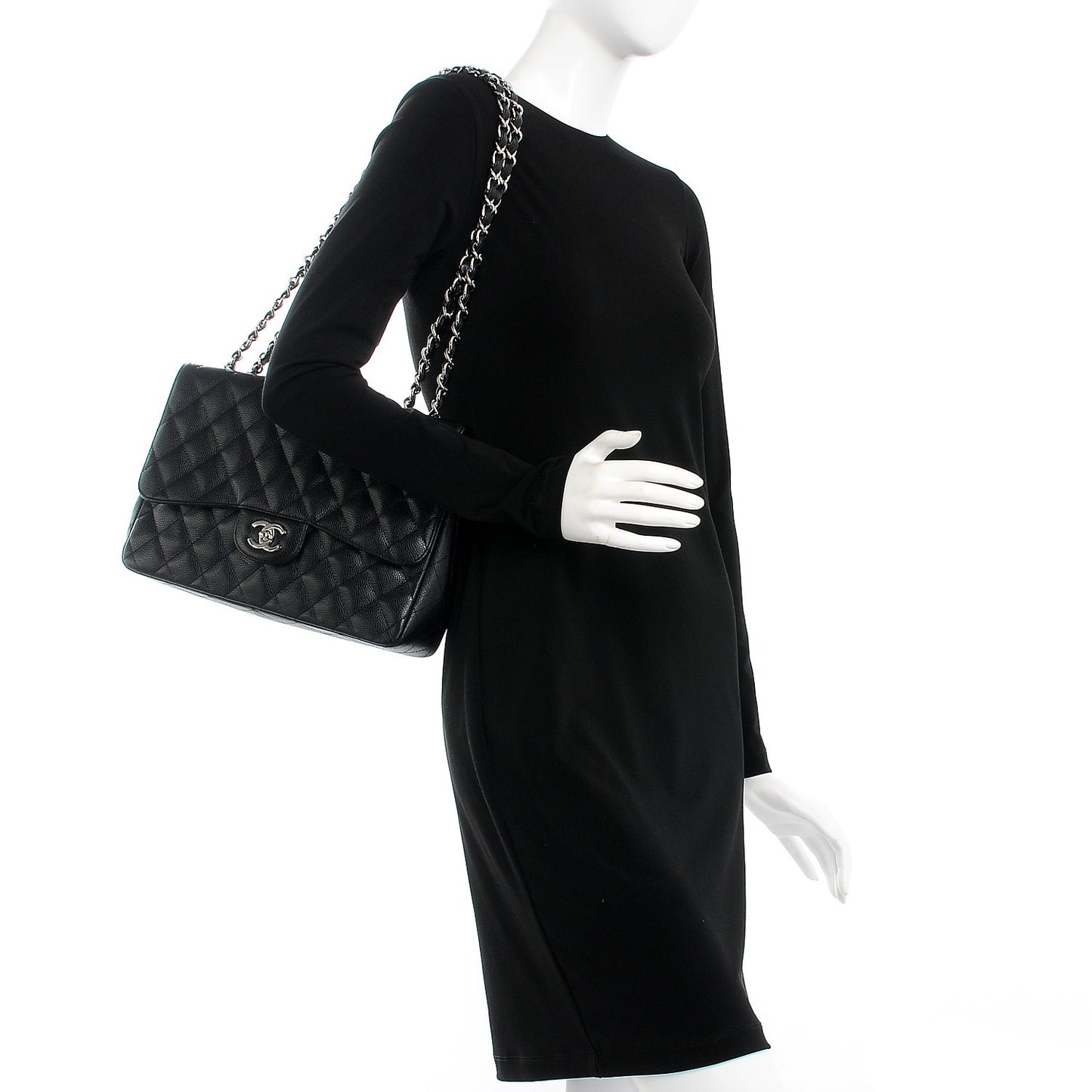 Caviar Quilted Jumbo Single Flap Black