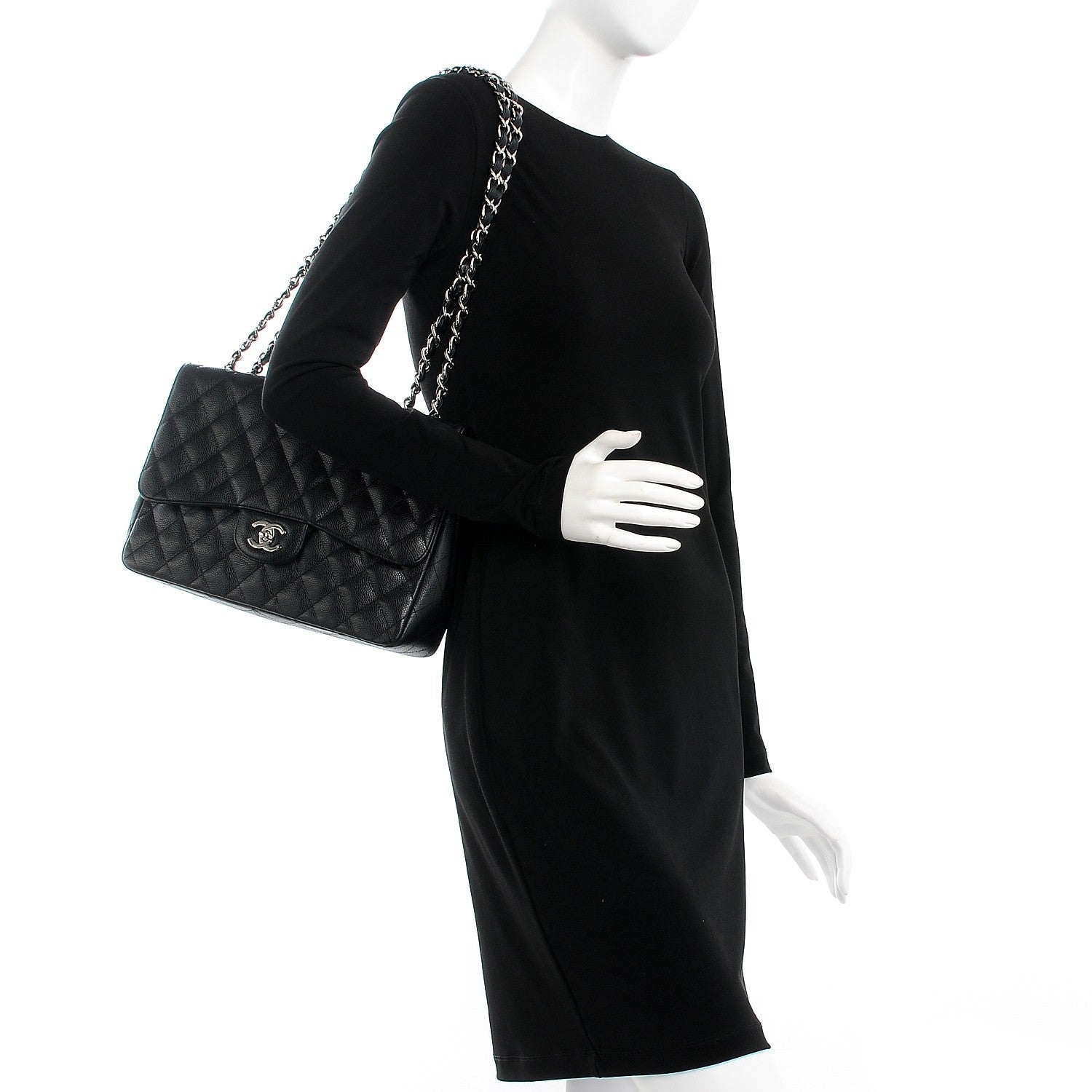 Chanel Caviar Quilted Jumbo Single Flap Black 2 of 7