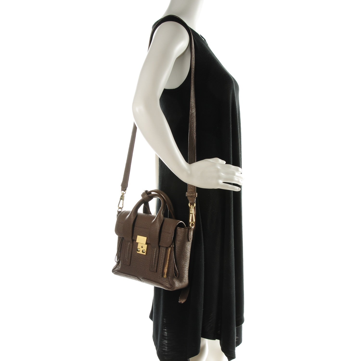 3.1 Phillip Lim 3.1 Textured Calfskin Mini Pashli Satchel Taupe 2 of 8
