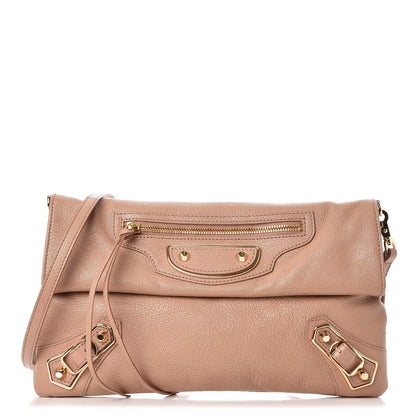 Balenciaga Chevre Gold Metallic Edge Hardware Envelope Clutch Rose Des Sables 1 of 8