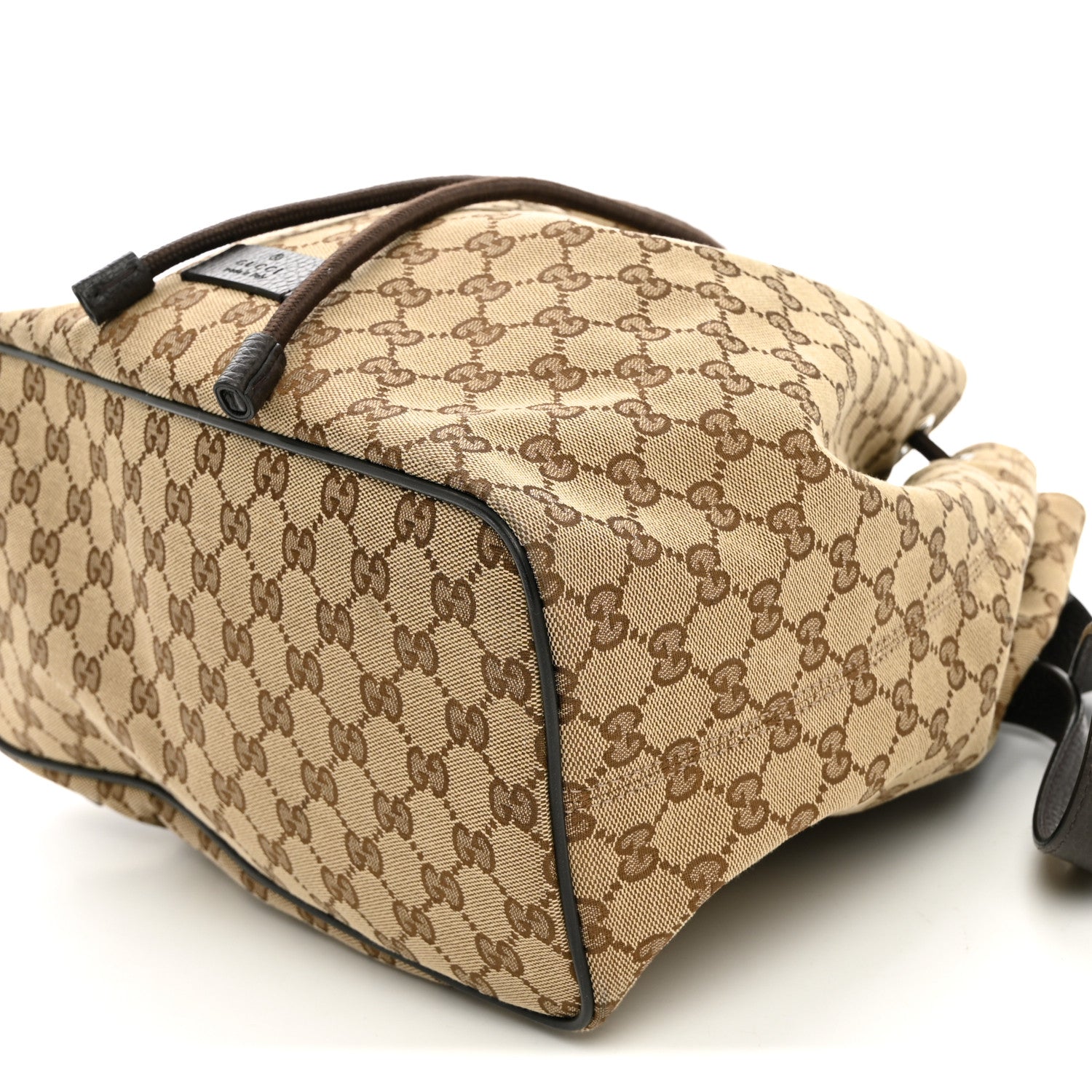 Gucci Monogram Dollar Calfskin O Drawstring Backpack Beige Ebony Testa di Moro Dark Chocolate 10 of 10