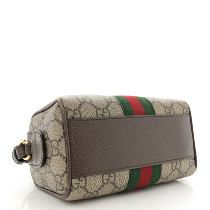 Gucci GG Supreme Monogram Textured Dollar Calfskin Web Super Mini Ophidia Top Handle Bowler Bag Beige Ebony New Acero 4 of 12