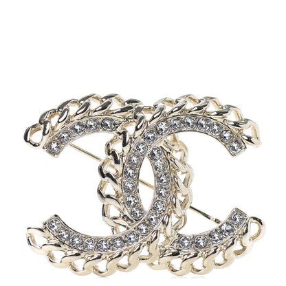 Chanel Crystal Chain CC Brooch Gold 1 of 5