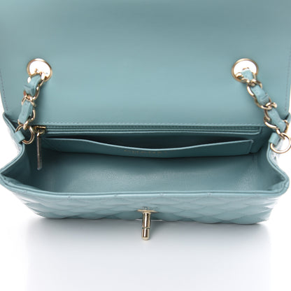 Chanel Patent Calfskin Quilted Mini Rectangular Flap Light Blue 5 of 10