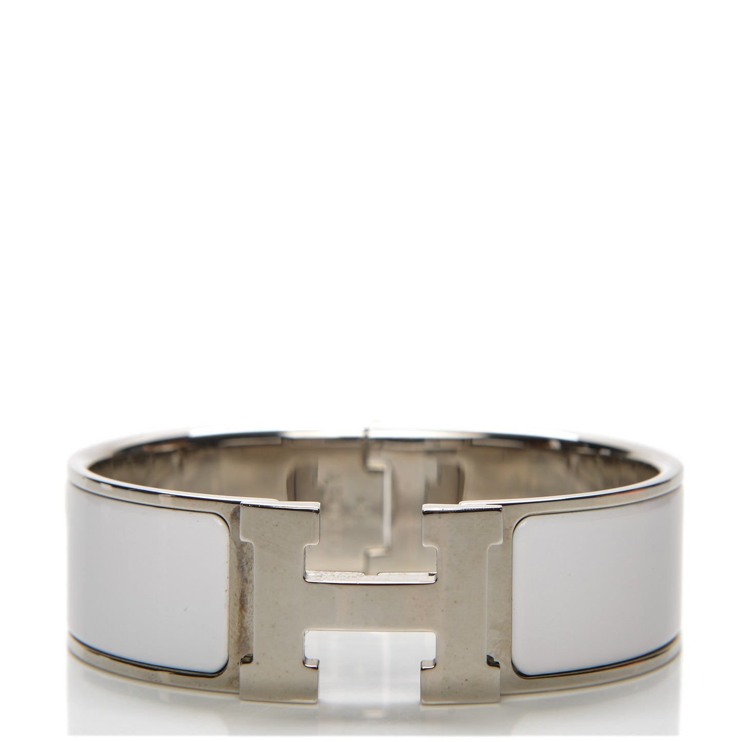 Enamel Wide Clic Clac H Bracelet GM White