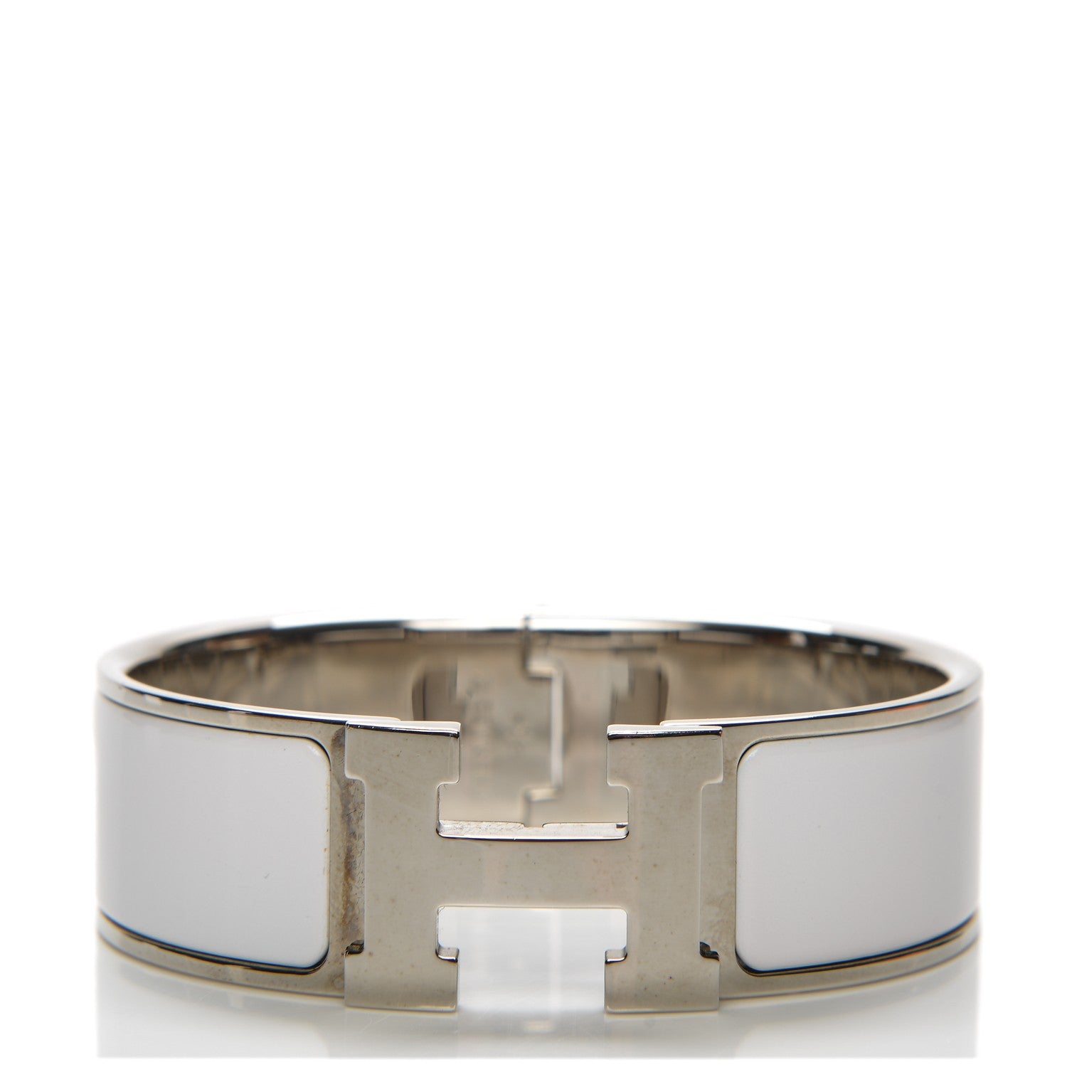 Hermes Enamel Wide Clic Clac H Bracelet GM White 1 of 5