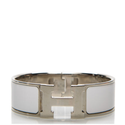 Hermes Enamel Wide Clic Clac H Bracelet GM White 1 of 5