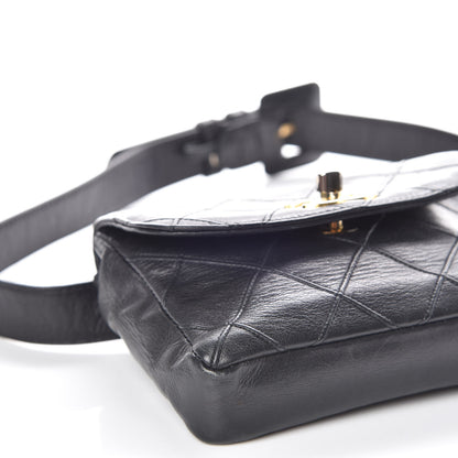 Chanel Lambskin Diamond Stitched Flap Waist Belt Bag 70 28 Black 5 of 12
