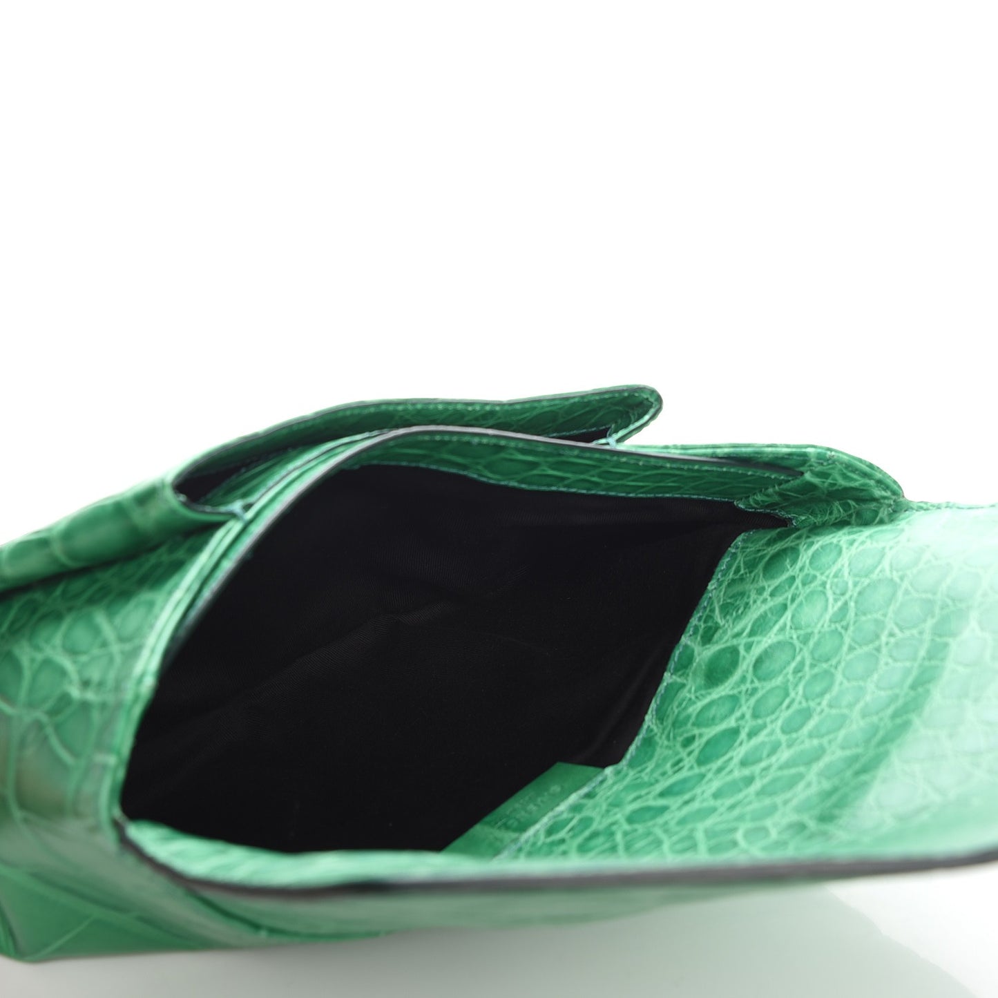 Calfskin Crocodile Embossed Medium Antigona Envelope Clutch Emerald
