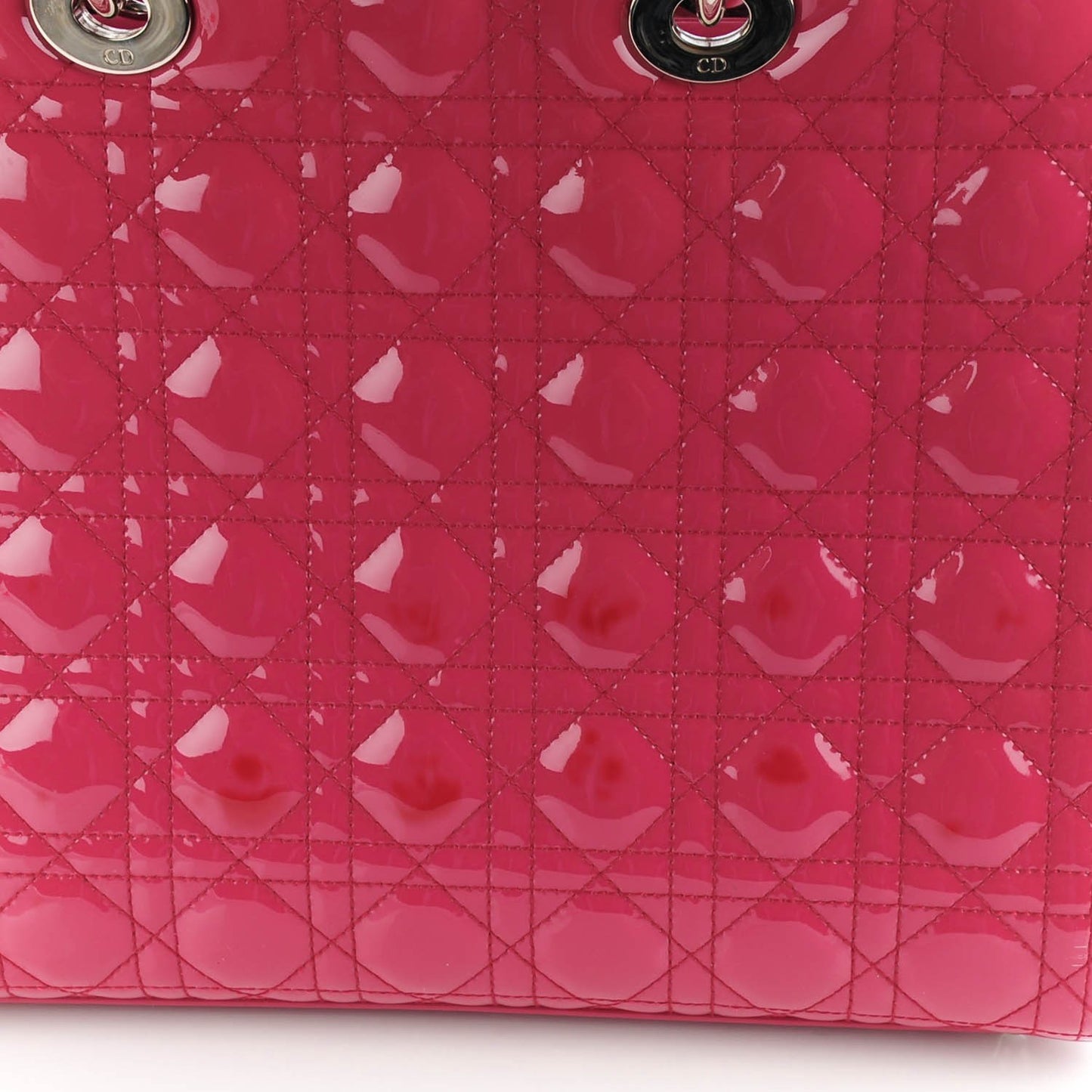 Patent Cannage Large Lady Dior Fuchsia
