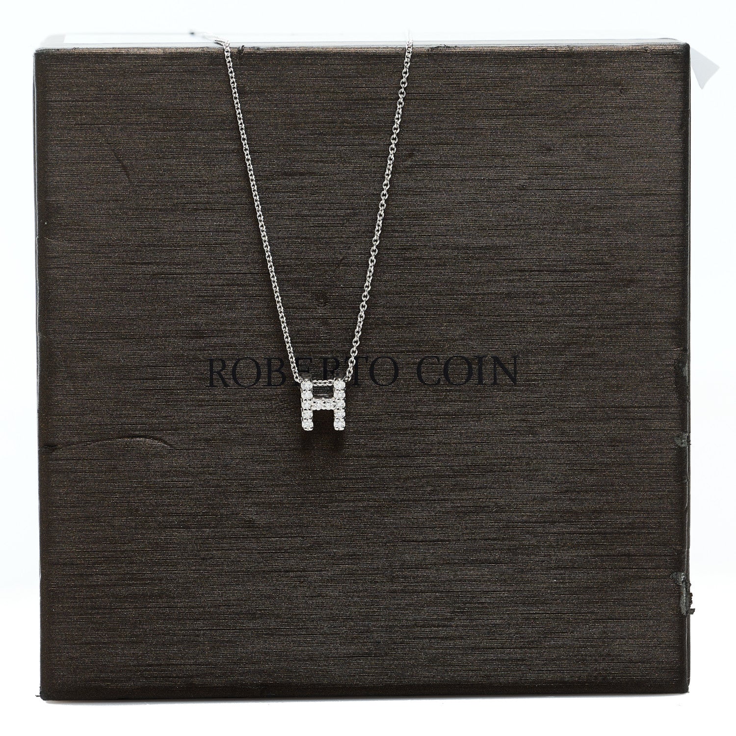 Roberto Coin 18K White Gold Diamond Love Letter H Pendant Necklace 8 of 8