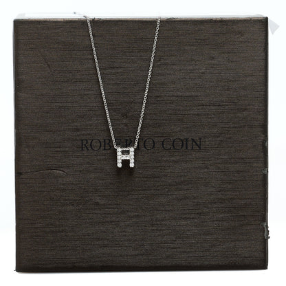 Roberto Coin 18K White Gold Diamond Love Letter H Pendant Necklace 8 of 8
