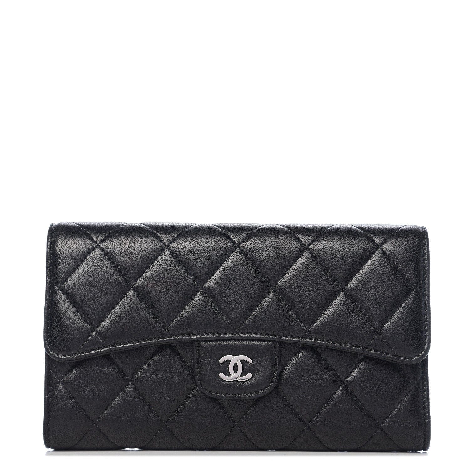 Chanel Lambskin Quilted Large Flap Wallet Black 1 of 8