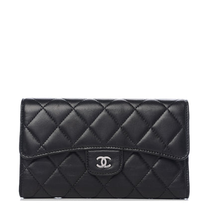 Chanel Lambskin Quilted Large Flap Wallet Black 1 of 8