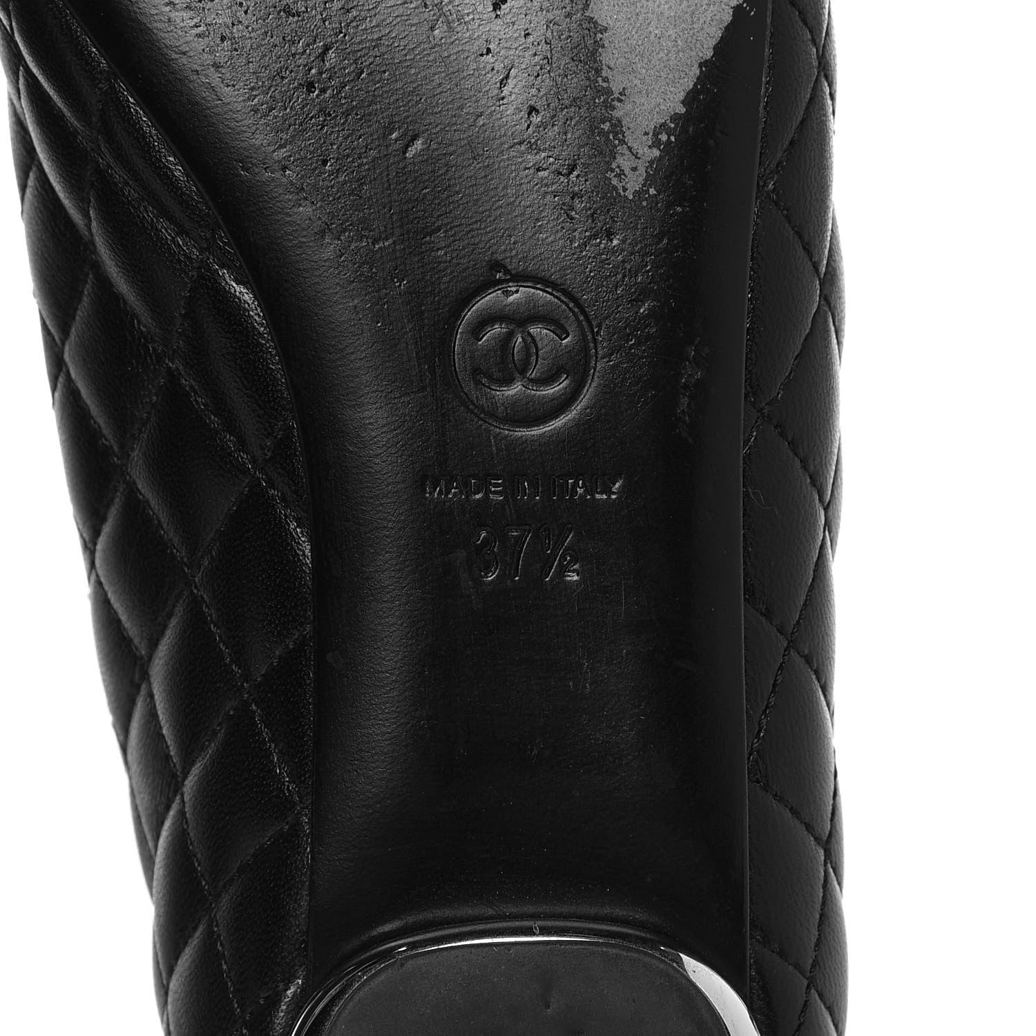 Chanel Lambskin Quilted CC Cap Toe Ballerina Flats 37.5 Black 6 of 11
