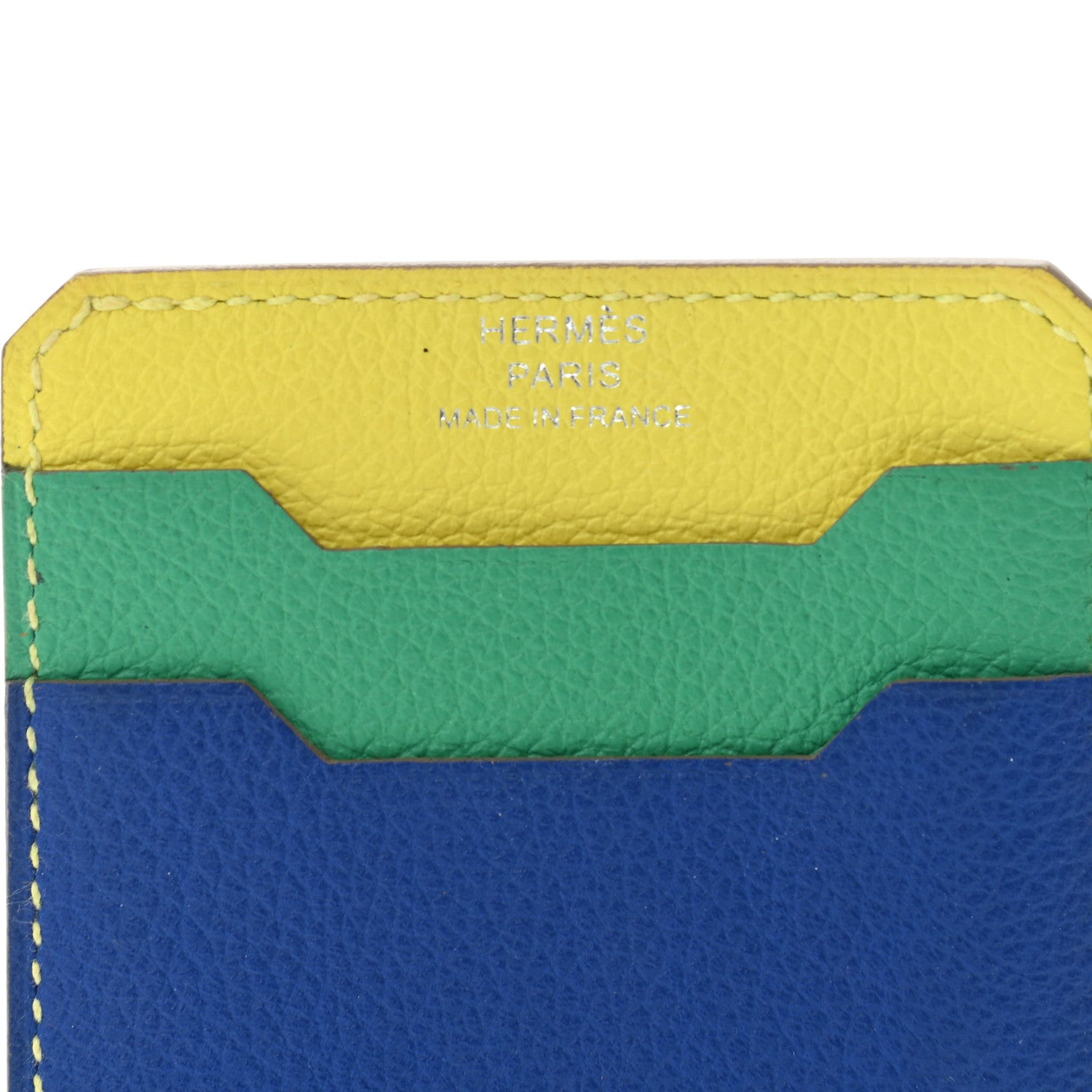 Hermes Evercolor City 3CC Colorblock Card Holder Menthe Soufre Bleu France 6 of 8