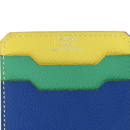 Hermes Evercolor City 3CC Colorblock Card Holder Menthe Soufre Bleu France 6 of 8