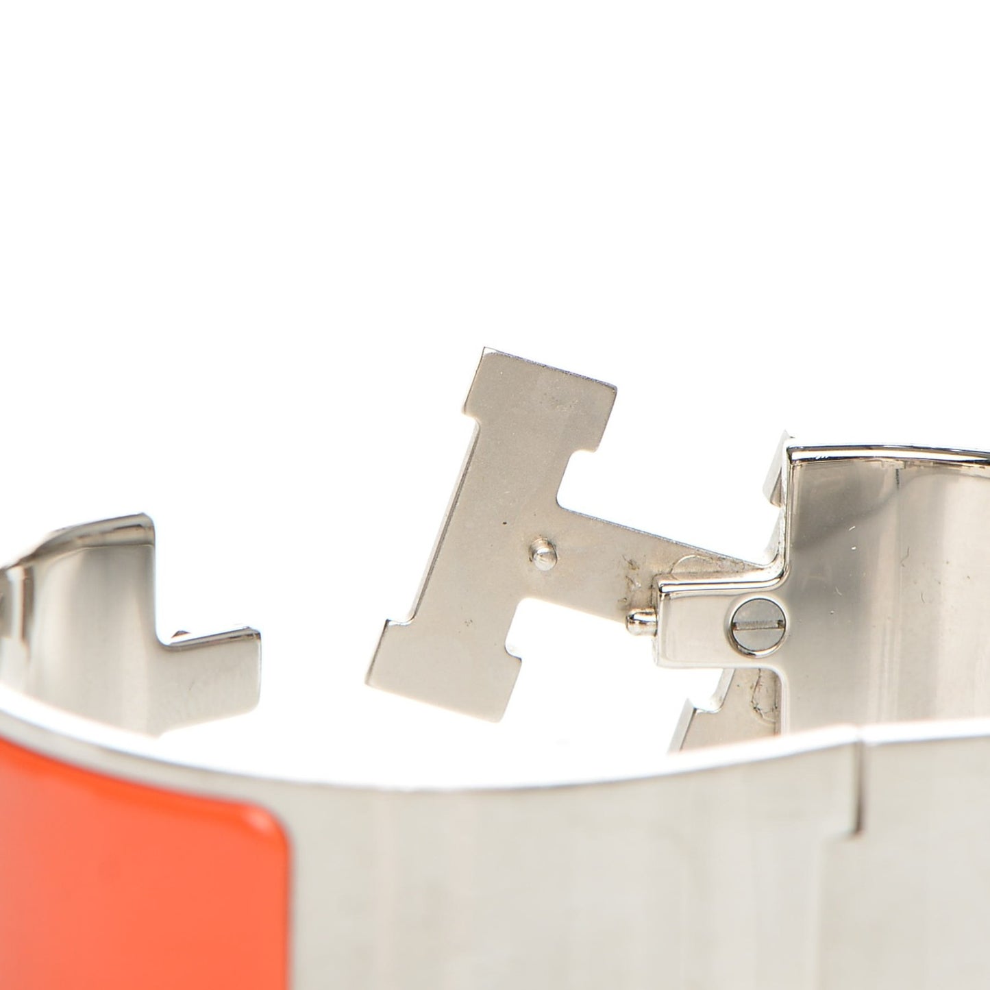 Enamel Wide Clic Clac H Bracelet GM Orange White