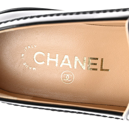 Chanel Shiny Calfskin Logo Loafers 38 Black 7 of 9