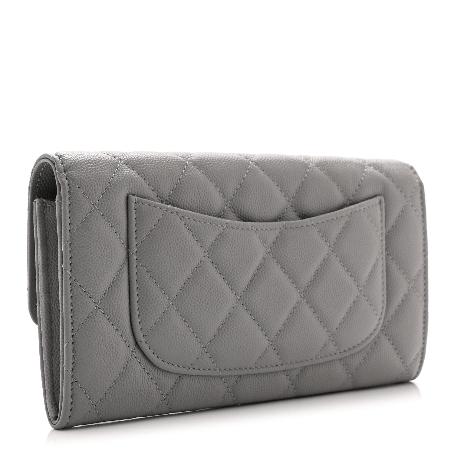 Chanel Caviar Quilted Large Gusset Flap Wallet Grey 3 of 11