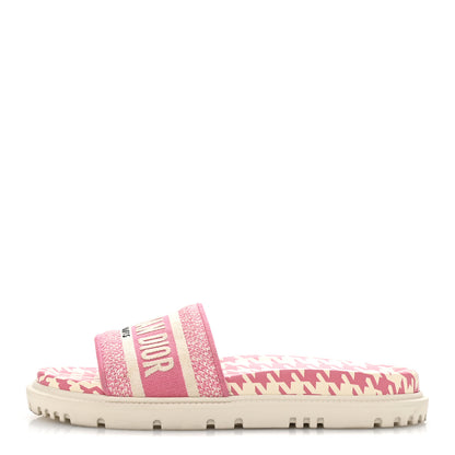 Christian Dior Micro PDP Cotton Houndstooth Embroidered Dway 10mm Slide Sandals 37.5 Peony 1 of 10