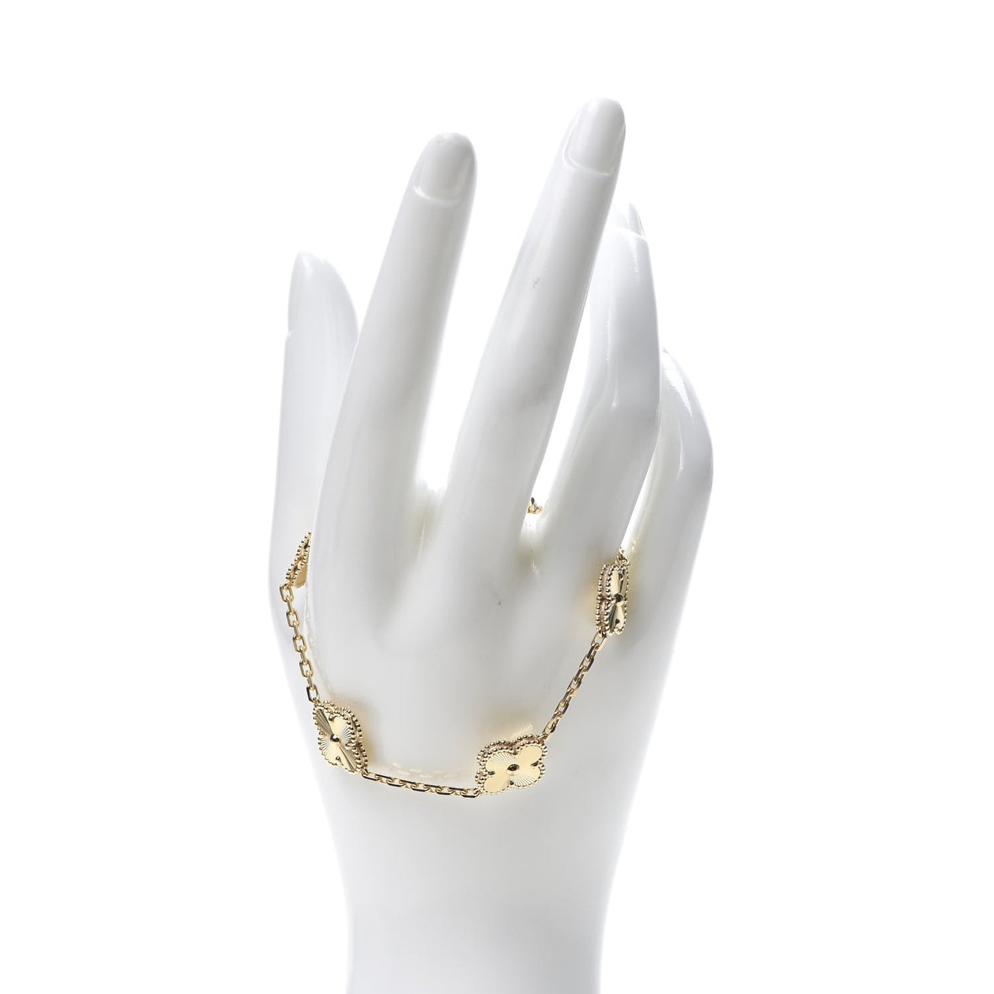 18K Yellow Gold 5 Motifs Guilloche Vintage Alhambra Bracelet