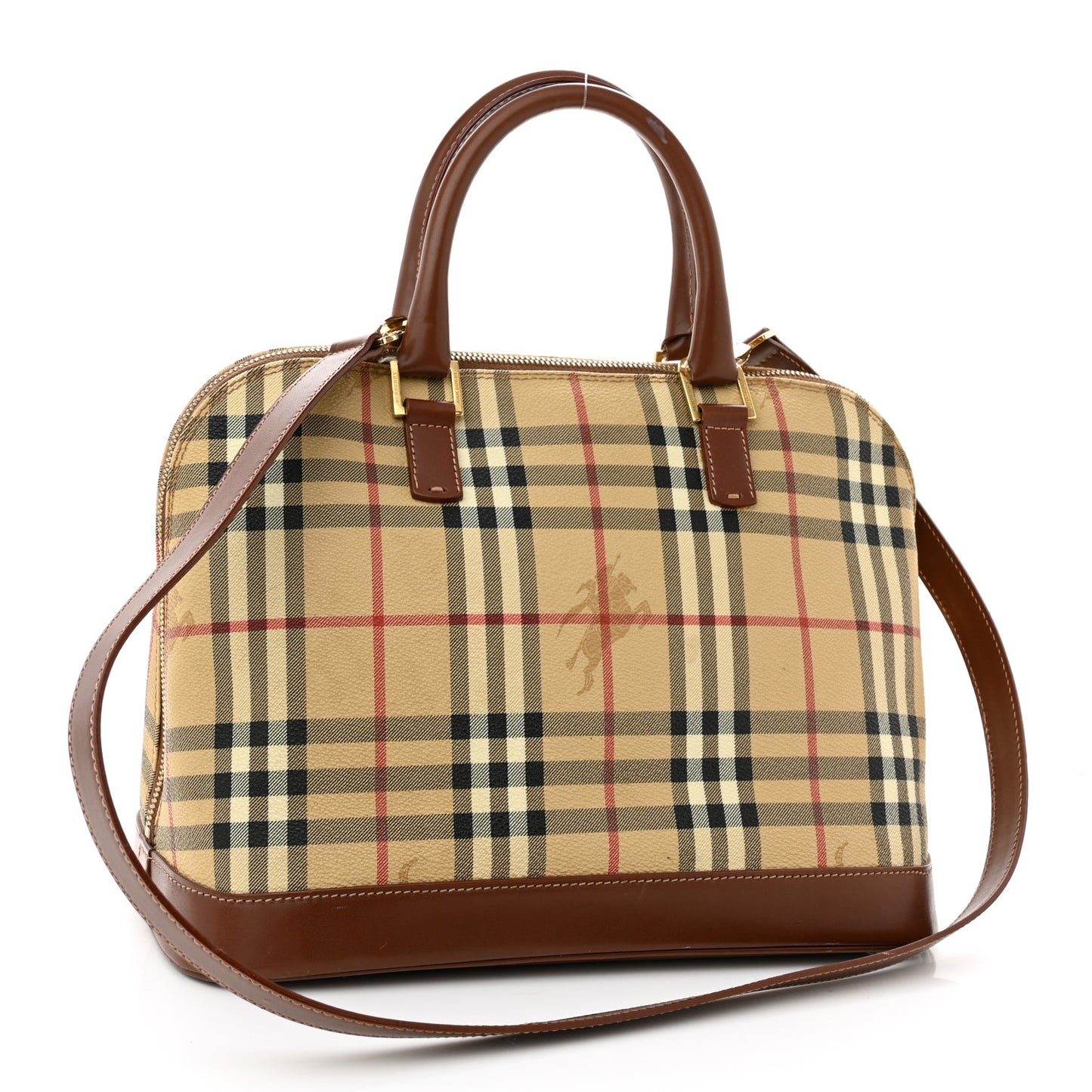 Haymarket Check Top Handle Crossbody Brown