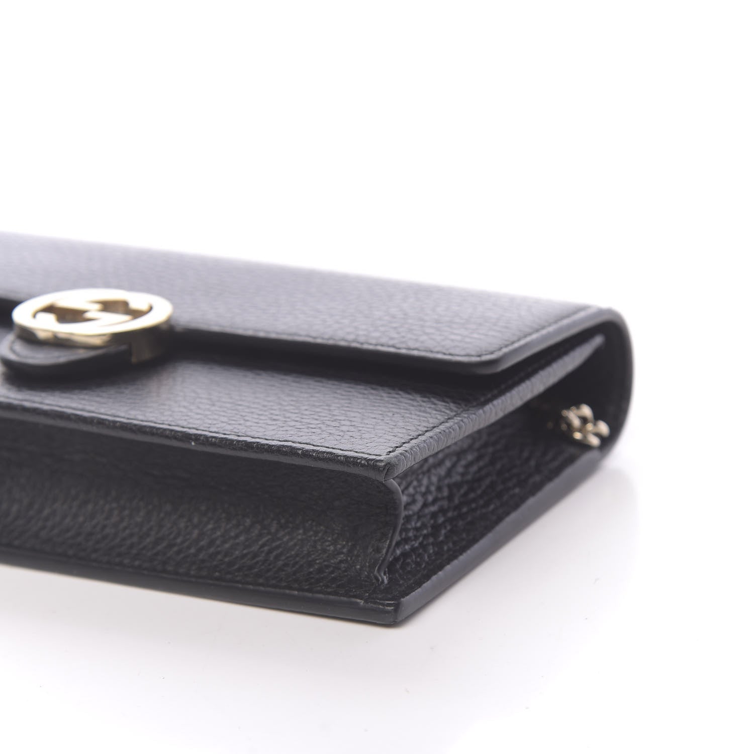 Gucci Dollar Calfskin Interlocking G Chain Wallet Black 8 of 10