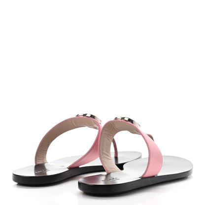 Gucci Calfskin GG Marmont Thong Sandals 37.5 Wild Rose 4 of 10
