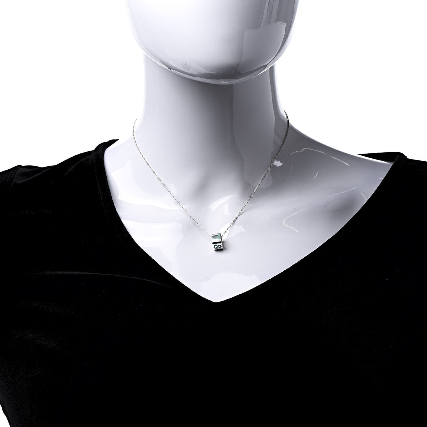 Sterling Silver Enamel Era T & Co. Square Pendant Necklace