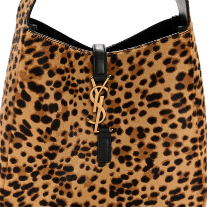 Saint Laurent Pony Hair Calfskin Leopard Print Small Le 5 A 7 Soft Hobo 9 of 12