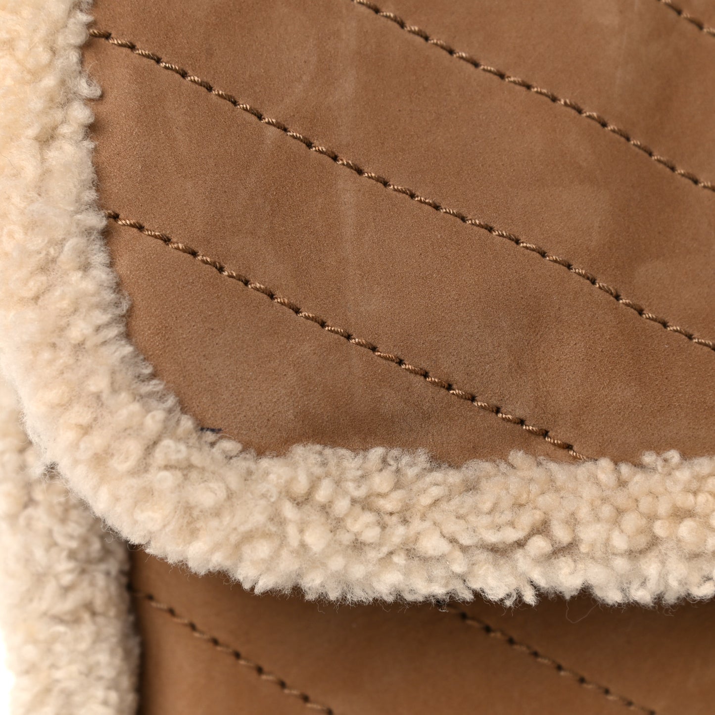 Nubuck Shearling Monogram Medium Niki Chain Satchel Ivory Natural Tan