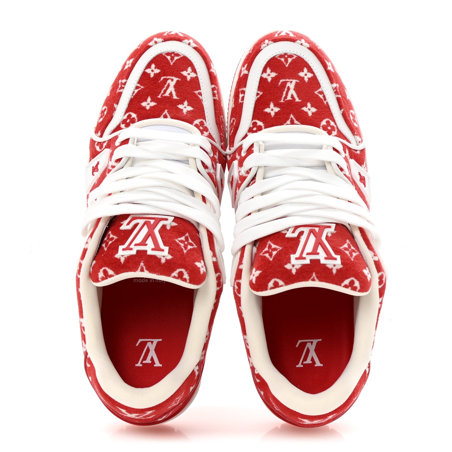 Jacquard Velvet Monogram Mens LV Trainer Sneakers 8 Red