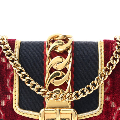 Gucci Velvet GG Monogram Super Mini Sylvie Chain Shoulder Bag Red Cipria Black 5 of 7