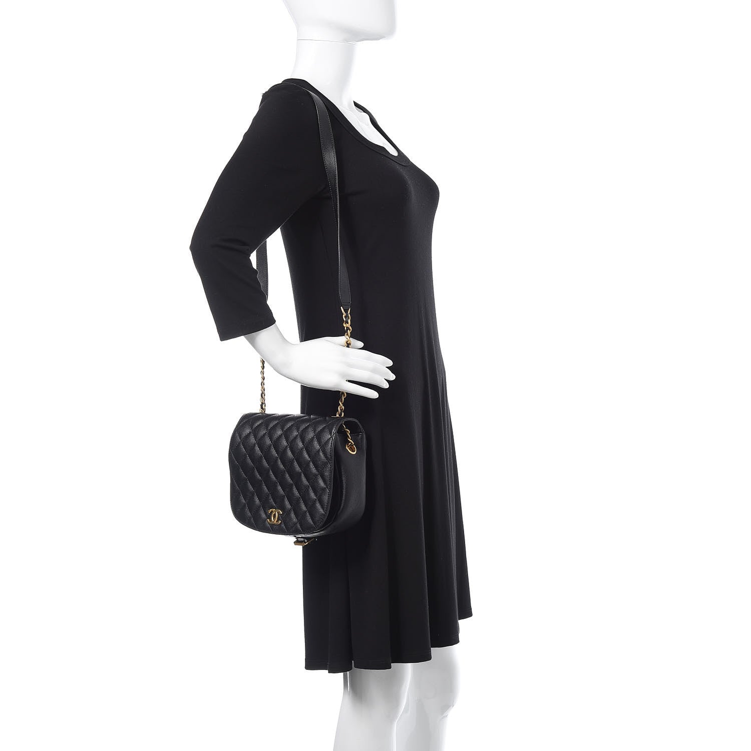 Chanel Grained Calfskin Quilted Messenger Flap Black 2 of 13